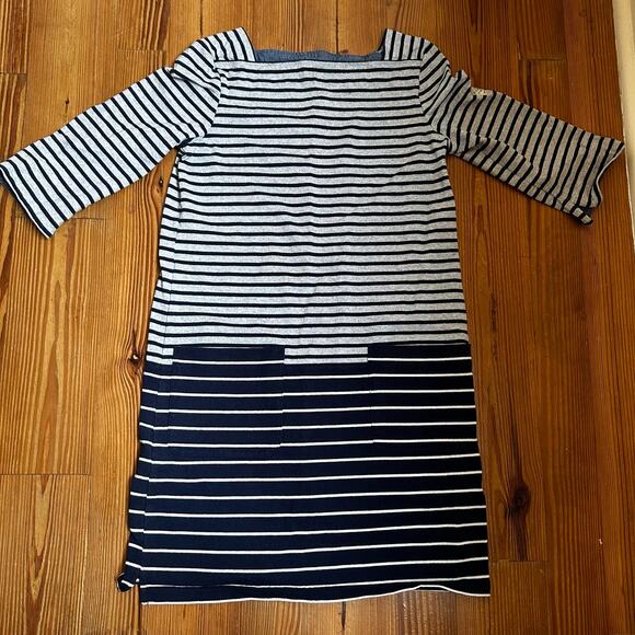 Joules nautical gray blue striped quarter sleeve midi dress SIZE 6 - Picture 1 of 4
